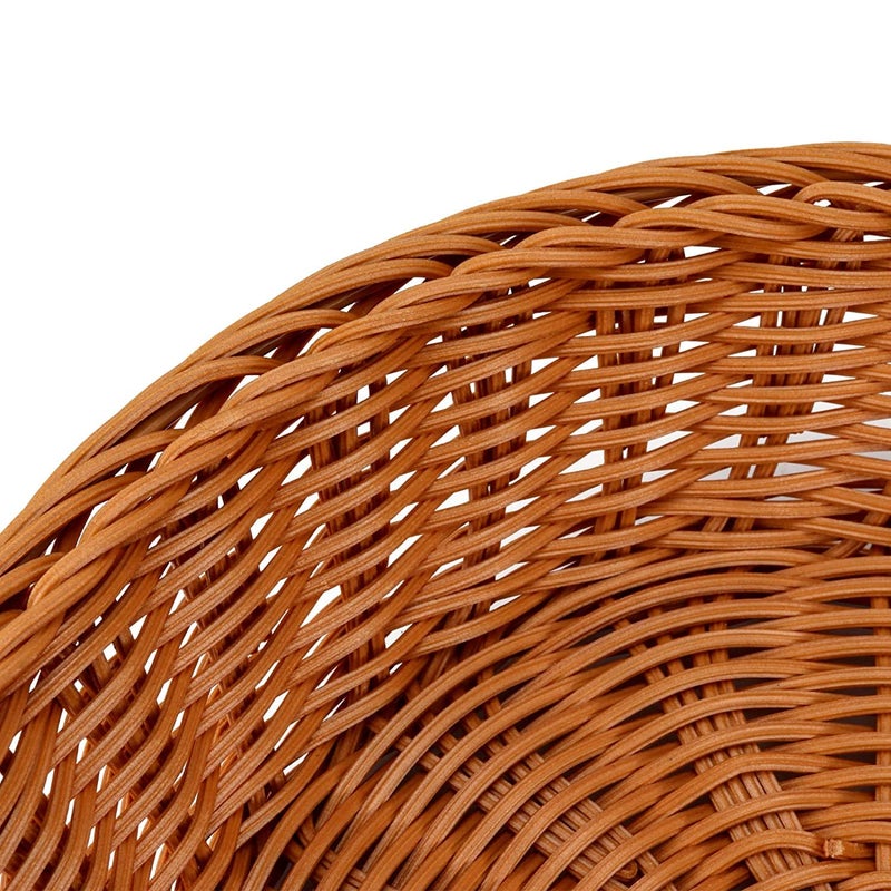 Shoppers Hub PNQ Multipurpose Heavy Polyratten Woven Bread Fruit Vegetable Snacks Basket with SS Rod Inside for Hygienic Storage Basket Size 15 Inch Diameter with 4 Inch Height Approx brown - Image 3