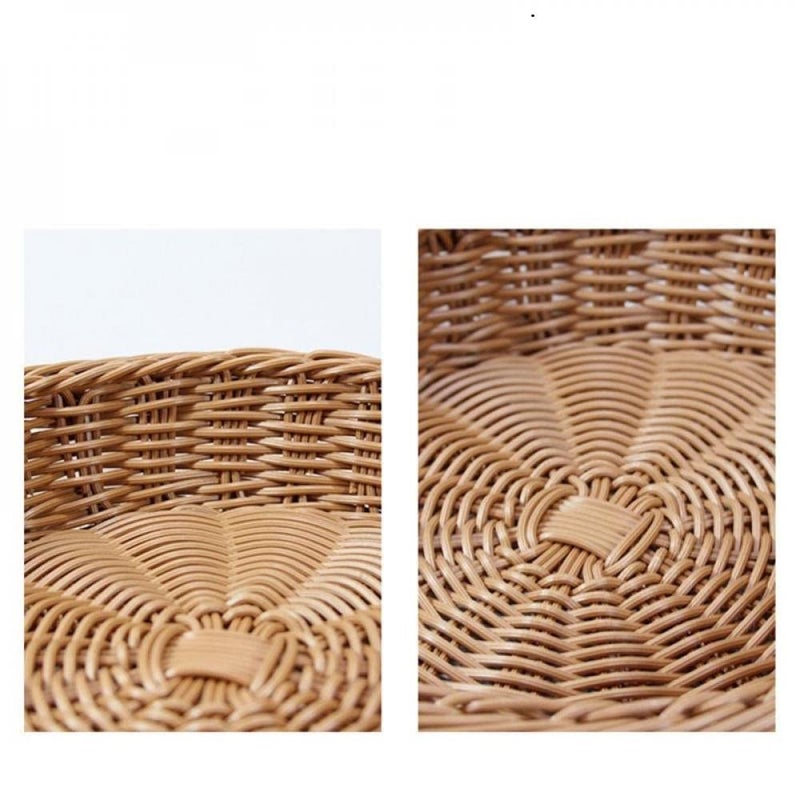 Shoppers Hub PNQ Multipurpose Heavy Polyratten Woven Bread Fruit Vegetable Snacks Basket with SS Rod Inside for Hygienic Storage Basket Size 15 Inch Diameter with 4 Inch Height Approx brown - Image 4