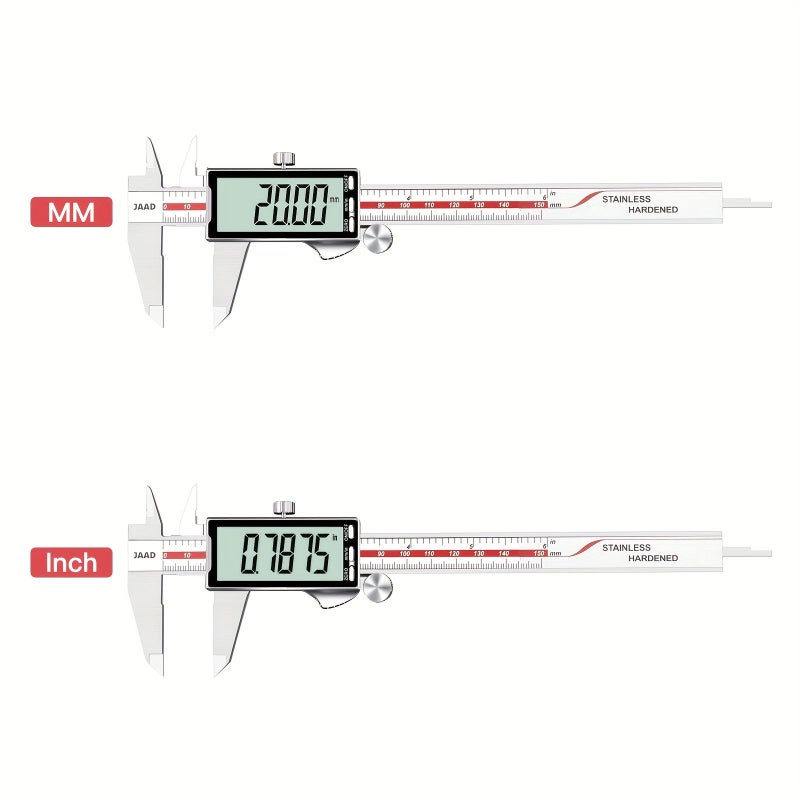 المسطرة الرقمية الإلكترونية 902-2 بطول 150 مم و6 بوصات مع شاشة كبيرة لقياس دقة المجوهرات بالميكرومتر، فرجار معدني بجودة صناعية بالبوصة والمليمتر. - Image 3