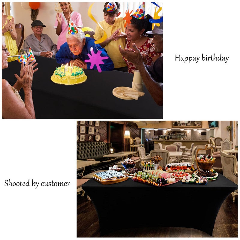 BDDC Table Covers for 6 Foot Tables, Black Washable and Wrinkle Resistant Stretch Tablecloths Rectangle 6ft for Events, Wedding, Banquets, Parties - Image 5