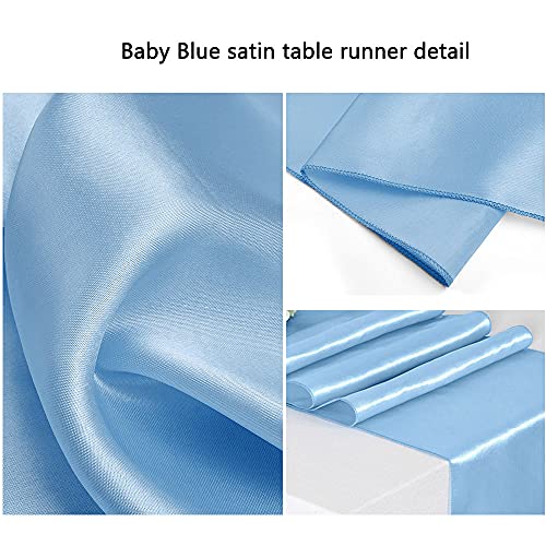 LuoluoHouse 5 Pack Baby Blue Table Runners 12 x 108 inches Long Baby Blue Silk Satin Table Runner for Wedding Banquet Birthday Summer Party - Image 3