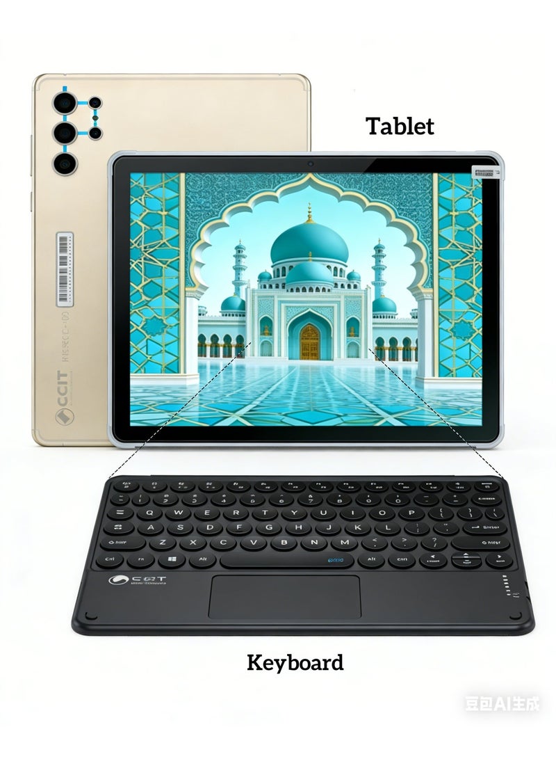 CCIT Tab G25 Tablet, 10.1-Inch Incell IPS LCD, 16GB RAM, 1TB ROM, Android 15, 10000mAh Battery, 4G/5G Support - With Keyboard & Touch Pen-GOLD - Image 2
