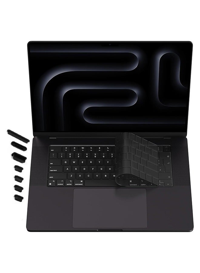 Compatible with MacBook EU/UK Layout Keyboard Cover, Premium Ultra Thin Protector with Dust Plugs for 2025-2021 M4/M3/M2/M1 Pro/Max MacBook Pro 14/16, M4/M3/M2 MacBook Air 13/15