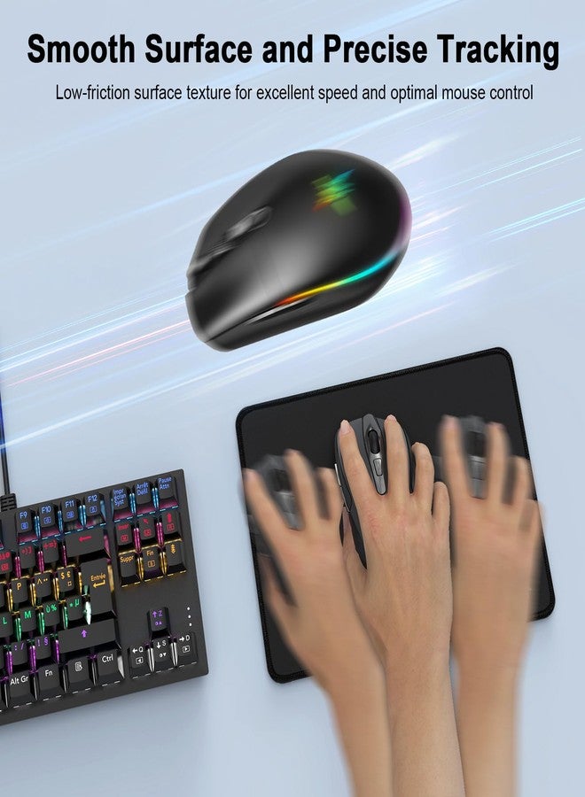 TECKNET 4 Pack Mouse Pad with Anti-fray Stitching, Waterproof Surface & Non-Slip Rubber Base with Stitched Edges Gaming Mouse Mat for Laptop, Compatible with Laser and Optical Mice - Black - Image 4