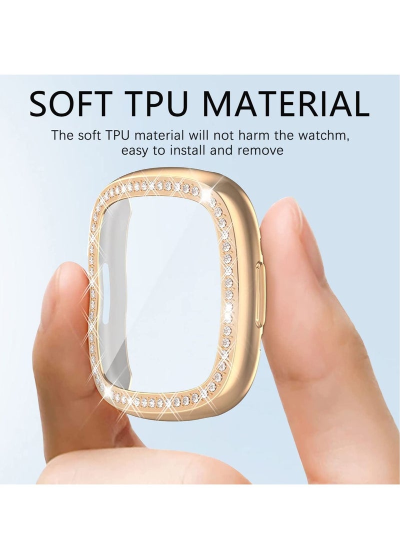 Captaintech Watch Screen Case, Compatible with Fitbit Versa Fitbit Sense  Clear Screen Protector Case Diamond Crystal Tpu Full Protective Cover Smartwatch Accessories - Image 4