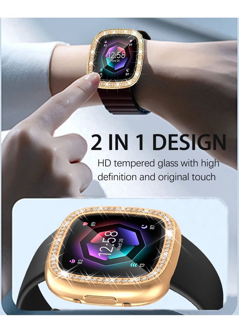 Captaintech Watch Screen Case, Compatible with Fitbit Versa Fitbit Sense  Clear Screen Protector Case Diamond Crystal Tpu Full Protective Cover Smartwatch Accessories - Image 2