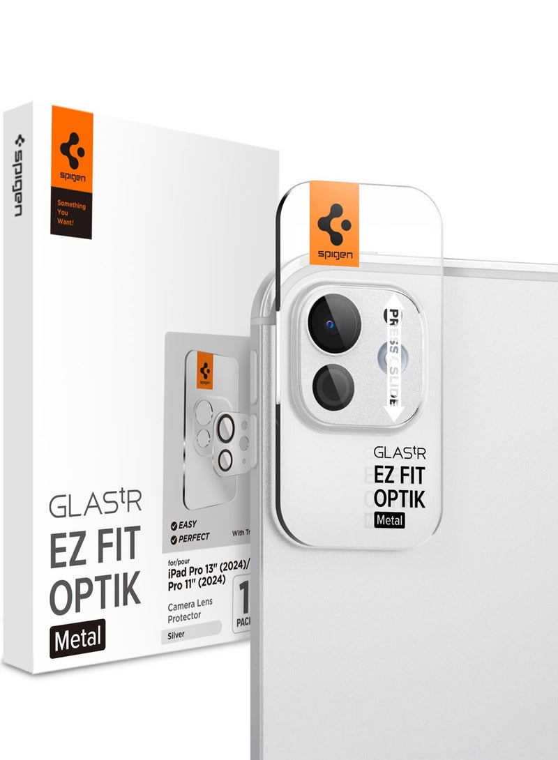 Spigen GLAStR Optik Metal EZ Fit iPad Pro 13 inch / iPad Pro 11 inch Camera Lens Protector (2024) M4 [1 Pack] - Silver  - Image 1