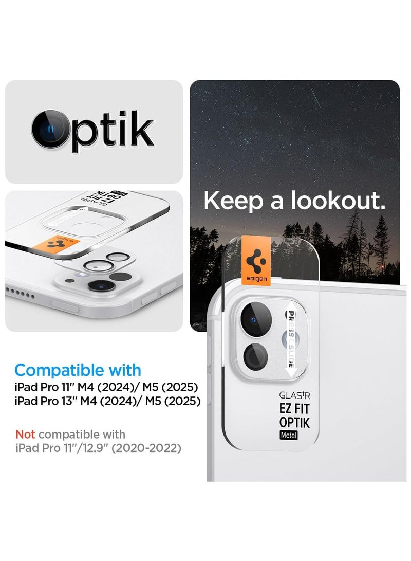 Spigen GLAStR Optik Metal EZ Fit iPad Pro 13 inch / iPad Pro 11 inch M5 / M4 (2025-2024) Camera Lens Protector  [1 Pack] - Silver - Image 2