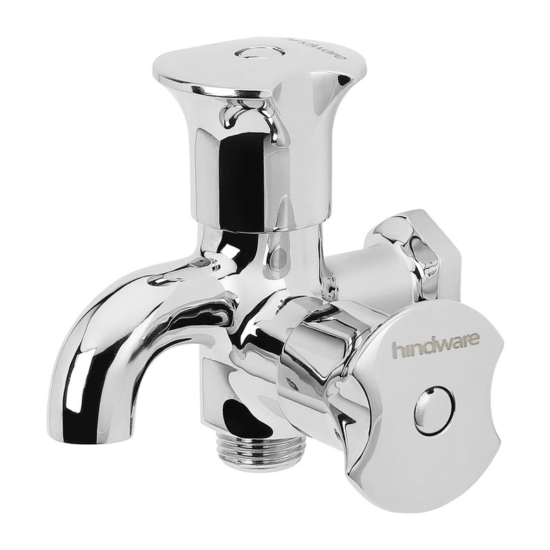 Hindware Lyra F920033CP 2-in-1 Brass Bib Cock for Bathroom (Chrome Finish) | 12-Year Manufacturer Warranty - Image 4