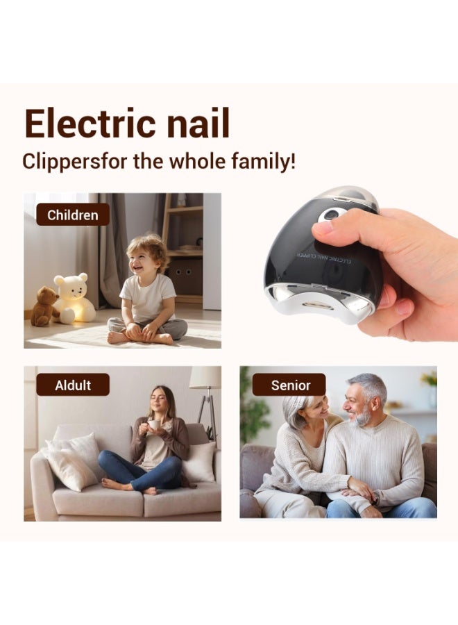 مقلم أظافر كهربائي آلي بثلاث مستويات سرعة وخزان تخزين قصاصات الأظافر، بشاشة رقمية LCD وقابل للشحن عبر USB، مناسب للأطفال والكبار وكبار السن - Image 4