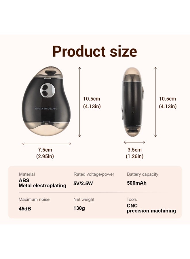 مقلم أظافر كهربائي آلي بثلاث مستويات سرعة وخزان تخزين قصاصات الأظافر، بشاشة رقمية LCD وقابل للشحن عبر USB، مناسب للأطفال والكبار وكبار السن - Image 3