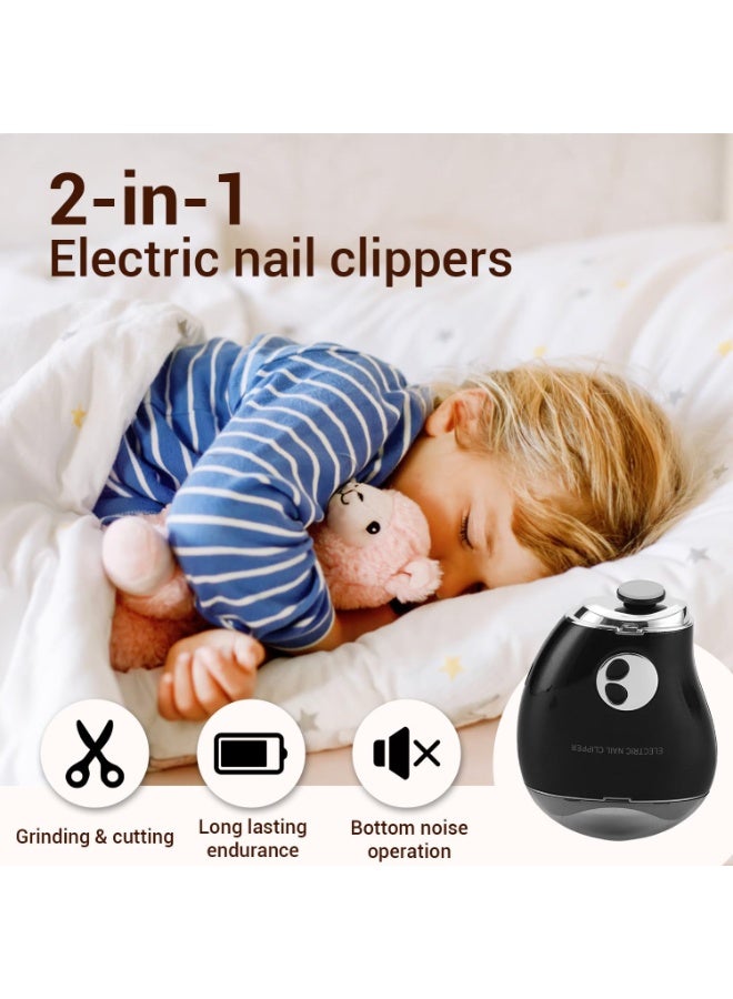 مقلم أظافر كهربائي آلي بثلاث مستويات سرعة وخزان تخزين قصاصات الأظافر، بشاشة رقمية LCD وقابل للشحن عبر USB، مناسب للأطفال والكبار وكبار السن - Image 2