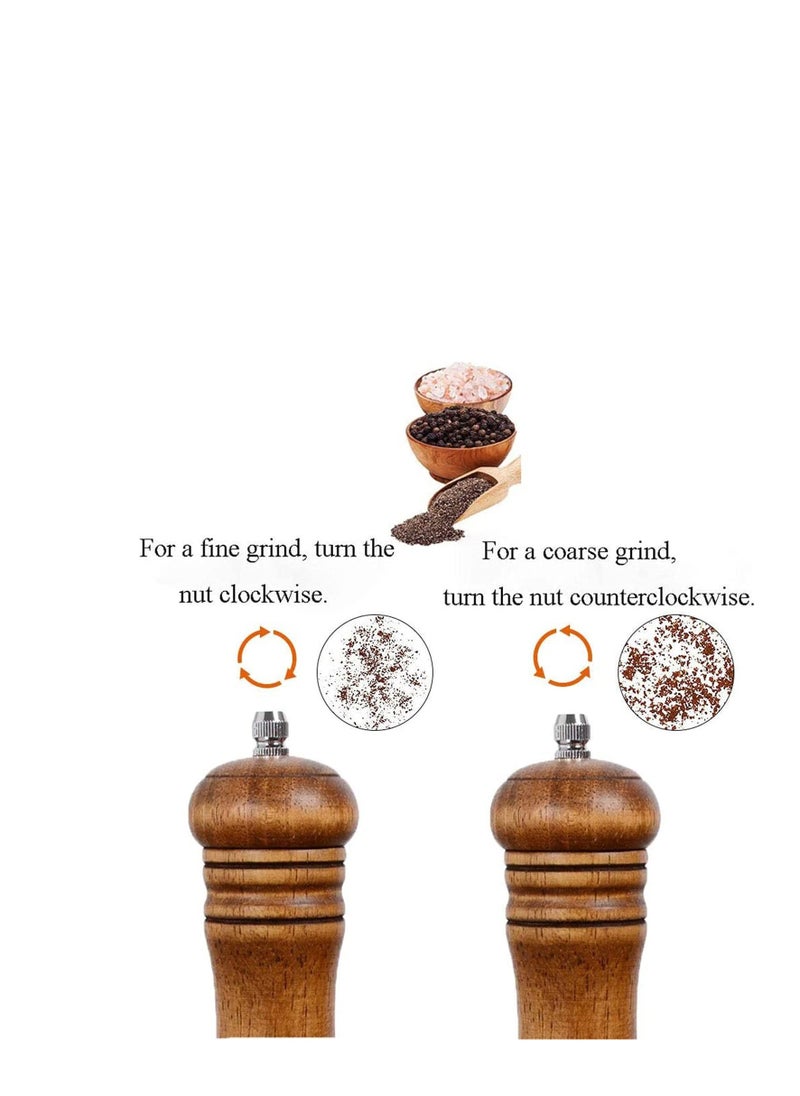 KASTWAVE Pepper Grinder, Wood Salt and Pepper Grinder Mills Sets, Classic Manual Salt Grinder Refillable Pepper Mill Sets with Acrylic Visible Window Adjustable Ceramic Grinding Rotor 6.5inch 2 Pack  - Image 4