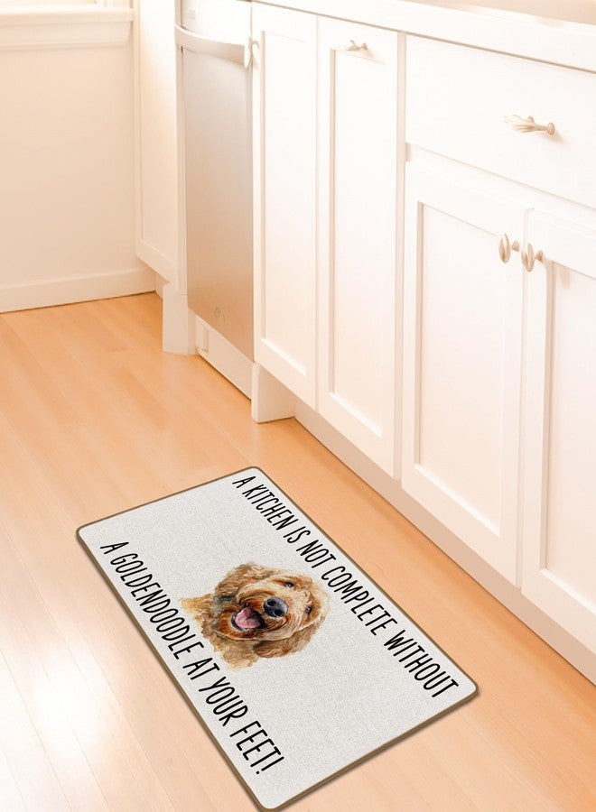 FIicy Golden Doodle Gifts Kitchen Mats for Floor, Goldendoodle Dog Owner Gifts Door Mat, Golden Doodle Dog Kitchens Rugs Doormat, Not Complete Without a Goldendoodle Entrance Decor Mats, 17x29 Inch - Image 3