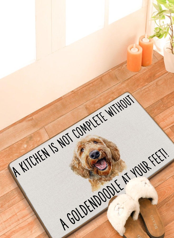 FIicy Golden Doodle Gifts Kitchen Mats for Floor, Goldendoodle Dog Owner Gifts Door Mat, Golden Doodle Dog Kitchens Rugs Doormat, Not Complete Without a Goldendoodle Entrance Decor Mats, 17x29 Inch - Image 2