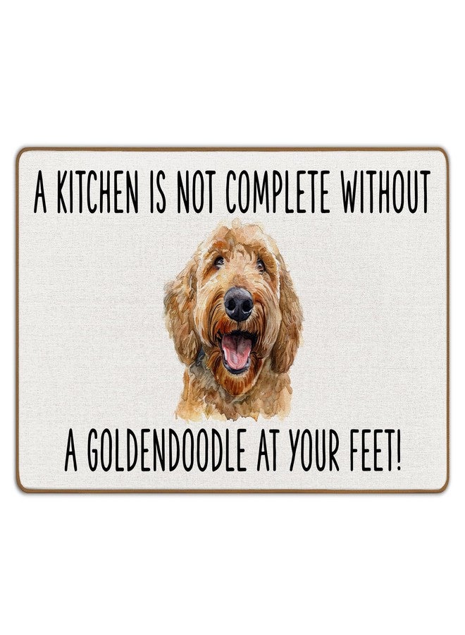 FIicy Golden Doodle Gifts Kitchen Mats for Floor, Goldendoodle Dog Owner Gifts Door Mat, Golden Doodle Dog Kitchens Rugs Doormat, Not Complete Without a Goldendoodle Entrance Decor Mats, 17x29 Inch - Image 1