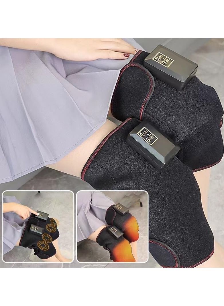 2 قطعة جهاز تدليك الركب الكهربائي USB التدفئة الاهتزاز الأشعة تحت الحمراء الساخن ضغط العلاج الكوع الكتف ضمادة مساج الركبة لتخفيف آلام المفاصل - Image 5