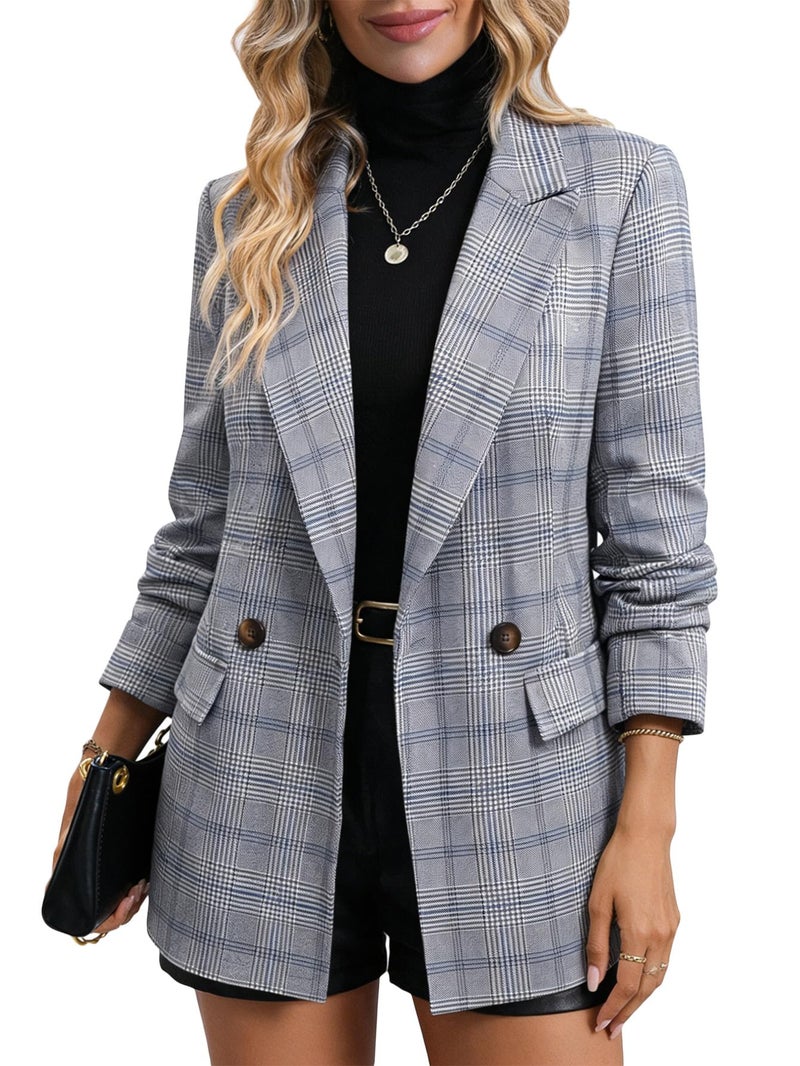 Mina Self Plaid Blazer Jacket for Women Houndstooth 2026 Fall Winter Business Caual Tan Brown Work Office Womens Trendy Boyfriend Professional Fashion Dressy Ladies Women's Blazers & Suit Jackets - Image 3