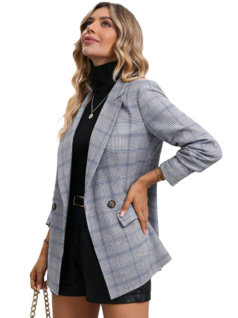 Mina Self Plaid Blazer Jacket for Women Houndstooth 2026 Fall Winter Business Caual Tan Brown Work Office Womens Trendy Boyfriend Professional Fashion Dressy Ladies Women's Blazers & Suit Jackets - Image 4