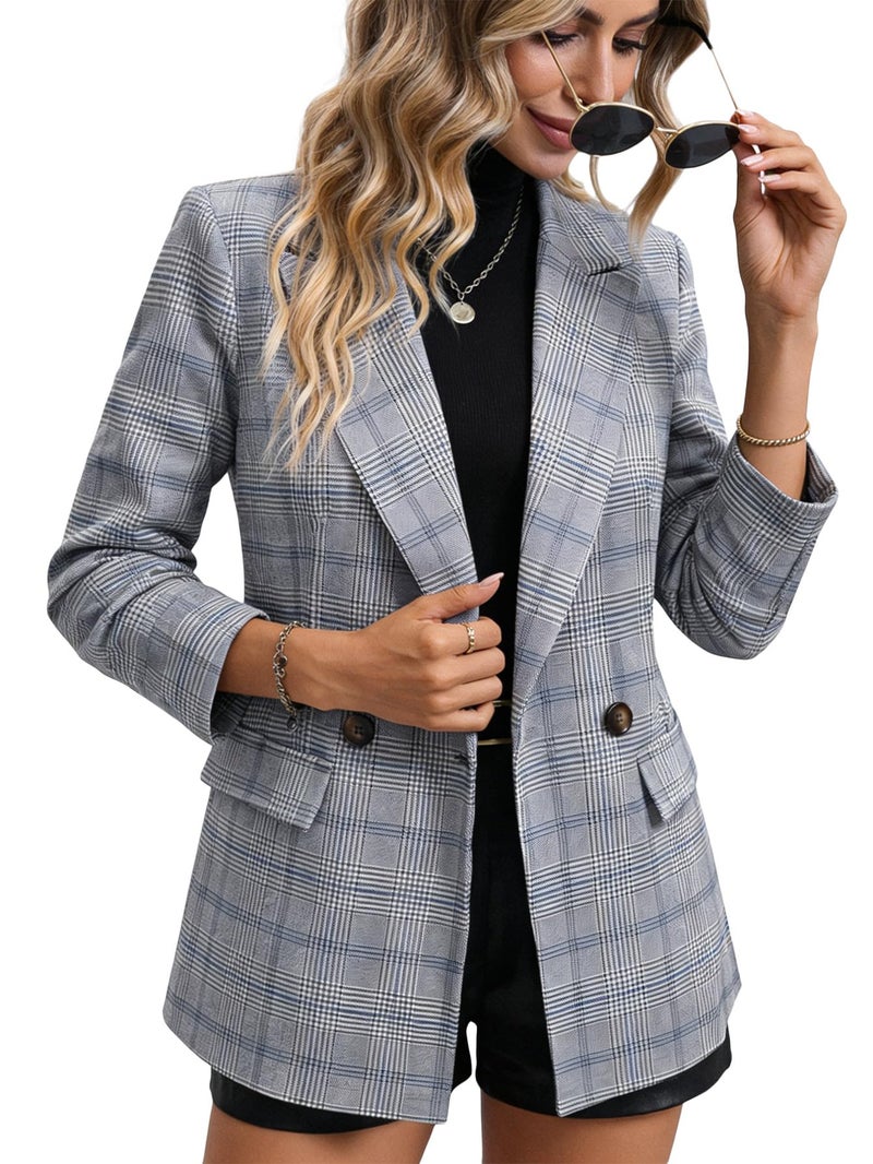 Mina Self Plaid Blazer Jacket for Women Houndstooth 2026 Fall Winter Business Caual Tan Brown Work Office Womens Trendy Boyfriend Professional Fashion Dressy Ladies Women's Blazers & Suit Jackets - Image 2