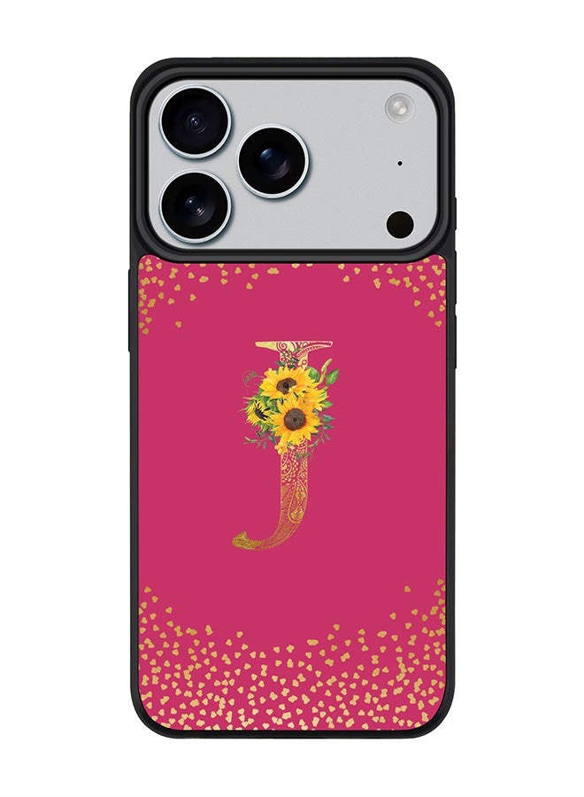 Stylizedd iPhone 17 Pro Case, [Compatible with MagSafe] Slim Magnetic cover Phone Case iPhone 17 Pro -Custom Floral Monogram - J ( Deep Pink ) - Image 1