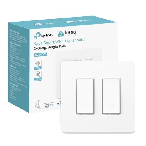 Kasa Smart Switch 2-Gang HS200-2, Single Pole,Neutral Wire Required, 2.4GHz Wi-Fi Light Switch Compatible with Alexa and Google Home, UL Certified, No Hub Required, White - Image 1