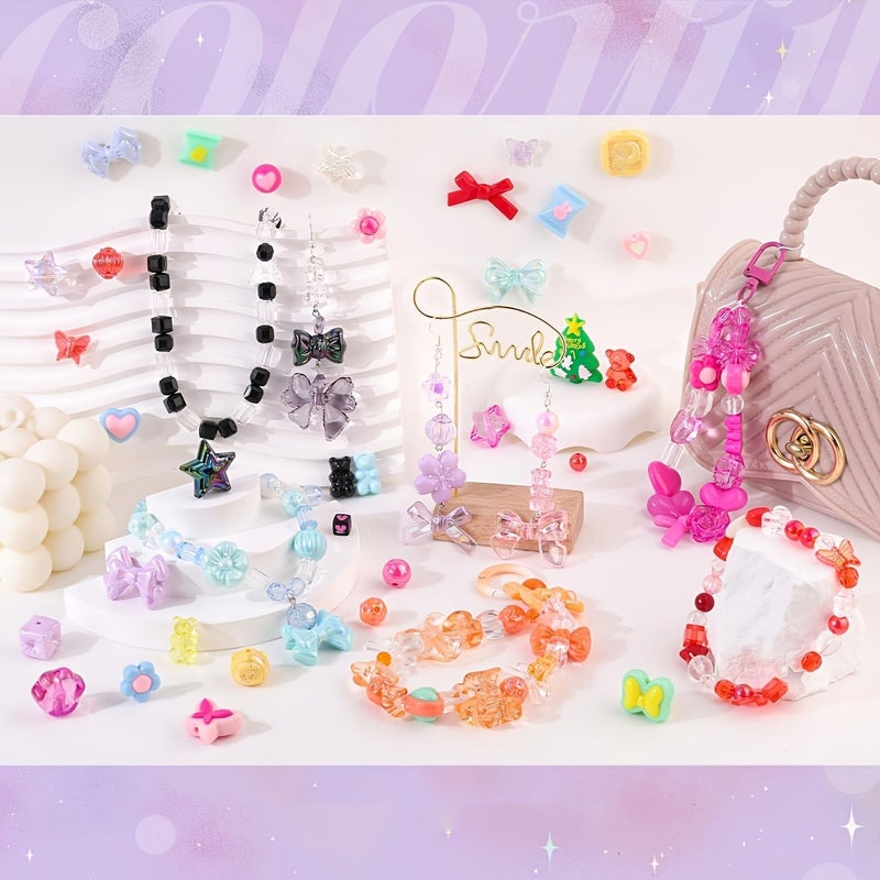 Pink Rose Black Kawaii Beads Kit 130 180pcs DIY Cute Charms For Bracelet Making Animal Butterfly Bow Pendants Craft Present - Image 5