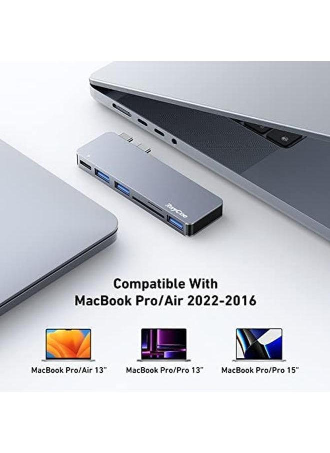 erorex - Usb C Hub Adapter For Macbook Pro Air M1 2020 2019 2018 6 In 1 Usb C Accessories Compatible With Macbook Pro 13″ And 15″ With 3 Usb 3.0 Ports Tf Sd Card Reader Usb C Power Delivery - Image 1