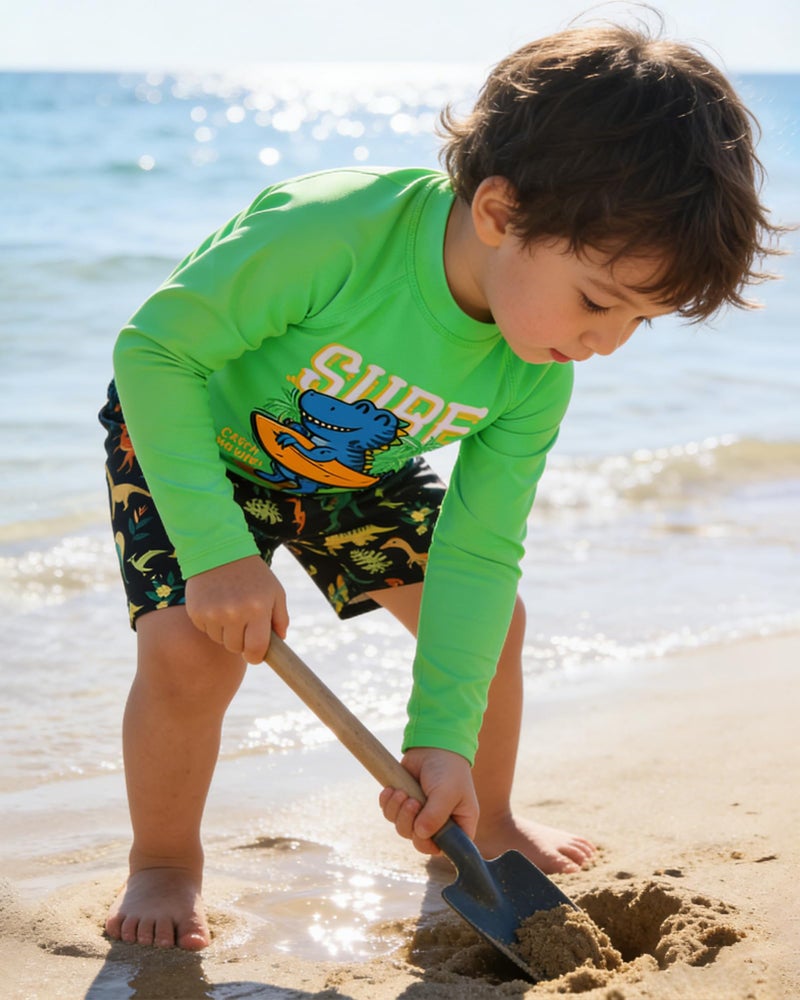 Ghteas Toddler Bathing Suits for Boys Two Piece Long Sleeved Swimsuit 2t Boys Swimsuit 3t Bathing Suit Boy Summer Beach Set Dinosaur Kids Swimwear 2-3t - Image 3
