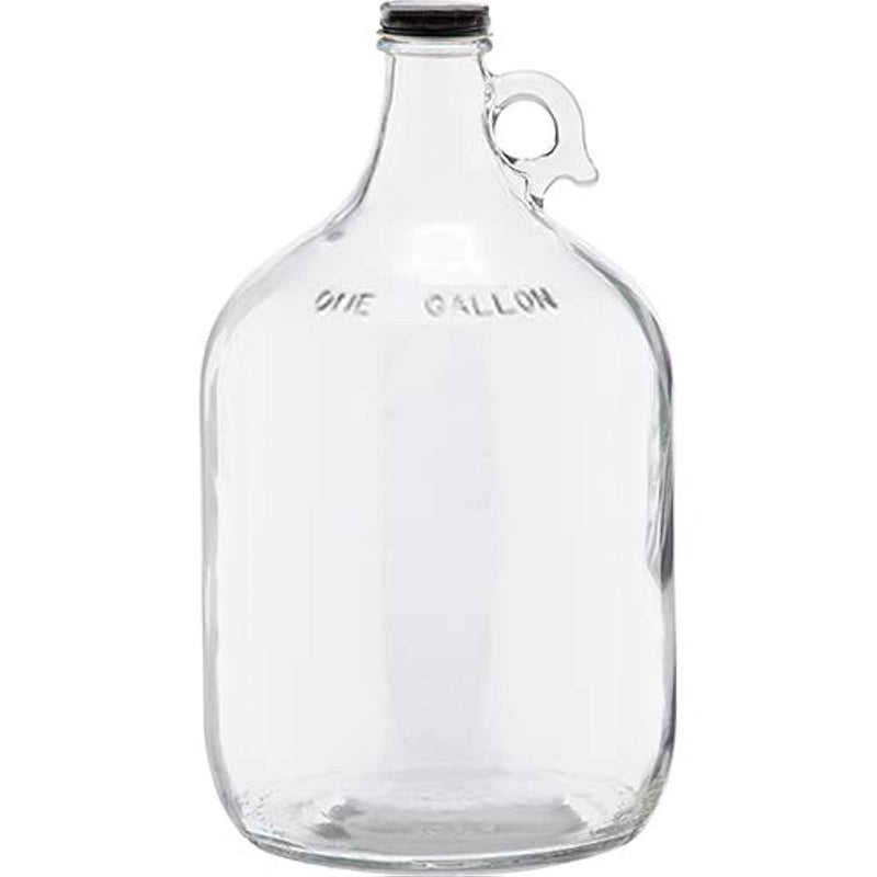 1 Gallon 128oz Glass Fermenting Jug with Handle Black Polyseal Lid  Cap Pack of 1