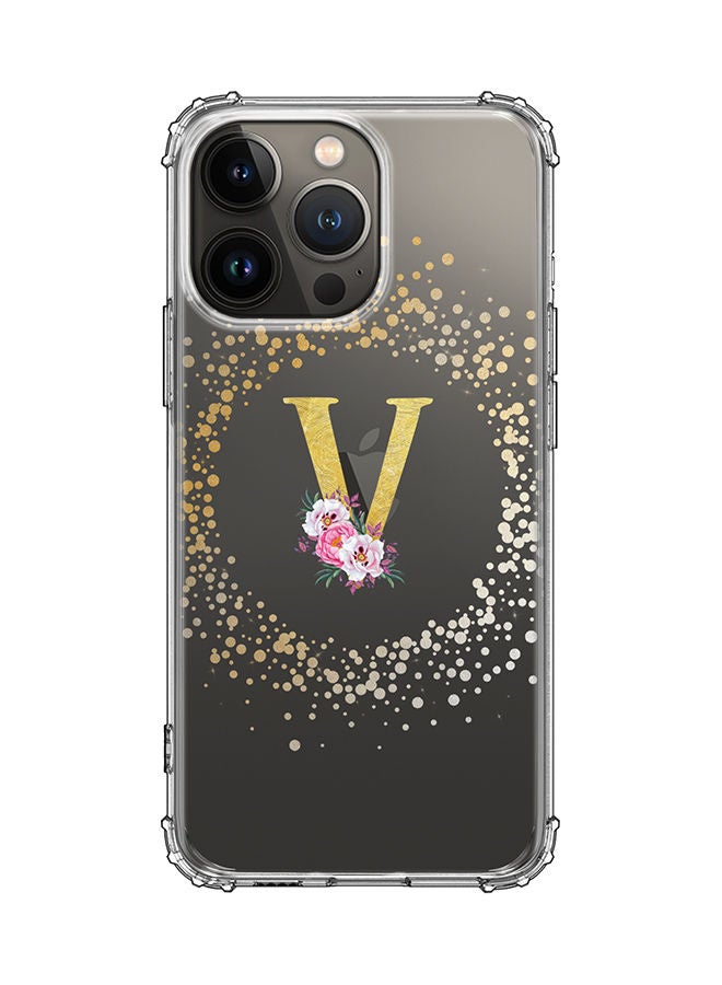 Stylizedd Monogram Design Classic Clear Cover for Apple iPhone 13 Pro Case Soft TPU Gel Thin Transparent Flexible Cover - V - Image 1