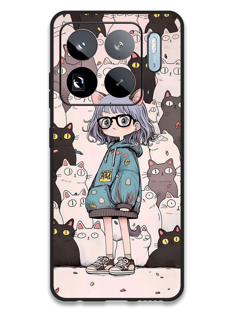 Theodor Case Compatible with Xiaomi 15S Pro 6.73 Inch Protection Shockproof Bumper Cover Cats & Girl - Image 1