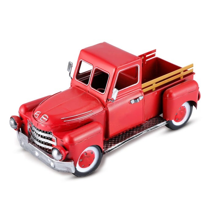VINTAGE RED TRUCK DECOR FARMHOUSE METAL OUTDOORINDOOR PICKUP PLANTER CHRISTMAS RED TRUCKS DECORATIONS DECORATIVE TABLETOP STORAGEGIFT BASKET FOR HOLIDAY