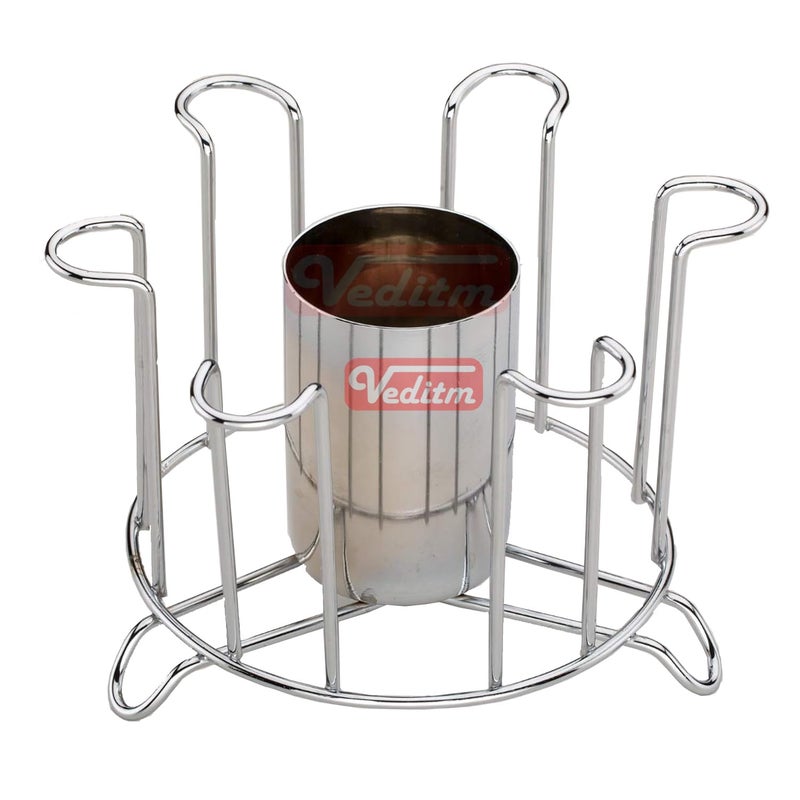 Veditm Glass Holder for 6 Glasses Glass Stand Made Stainless Steel Glass stand for Kitchen Dining Table Glass Holder Round Glass and Spoon Organiser - Image 2