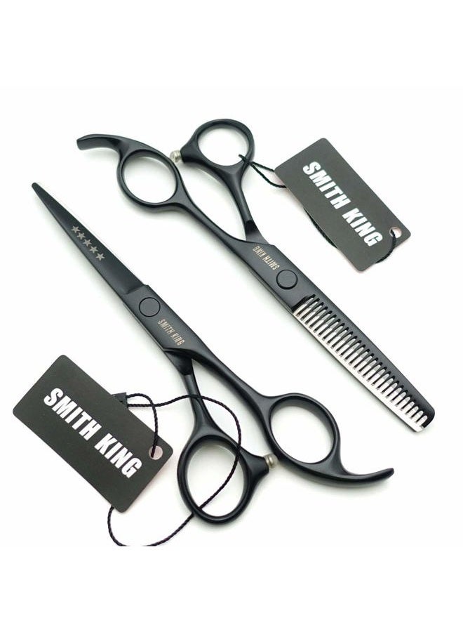 Smithking 5.5 Inches Hair Cutting Scissors Set with Razor Combs Lether Scissors Case,Hair Cutting Shears Hair Thinning Shears for Personal and Professional (Black) - Image 3