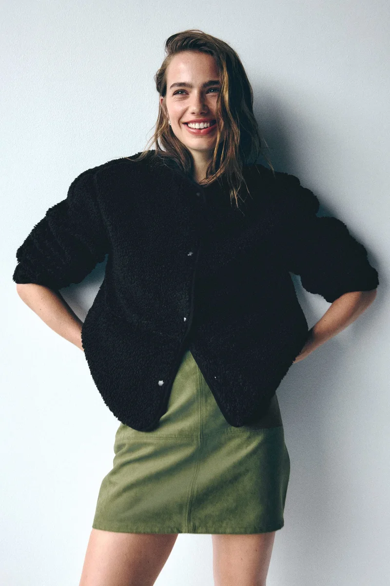 اتش اند ام جاكيت من نسيج تيدي