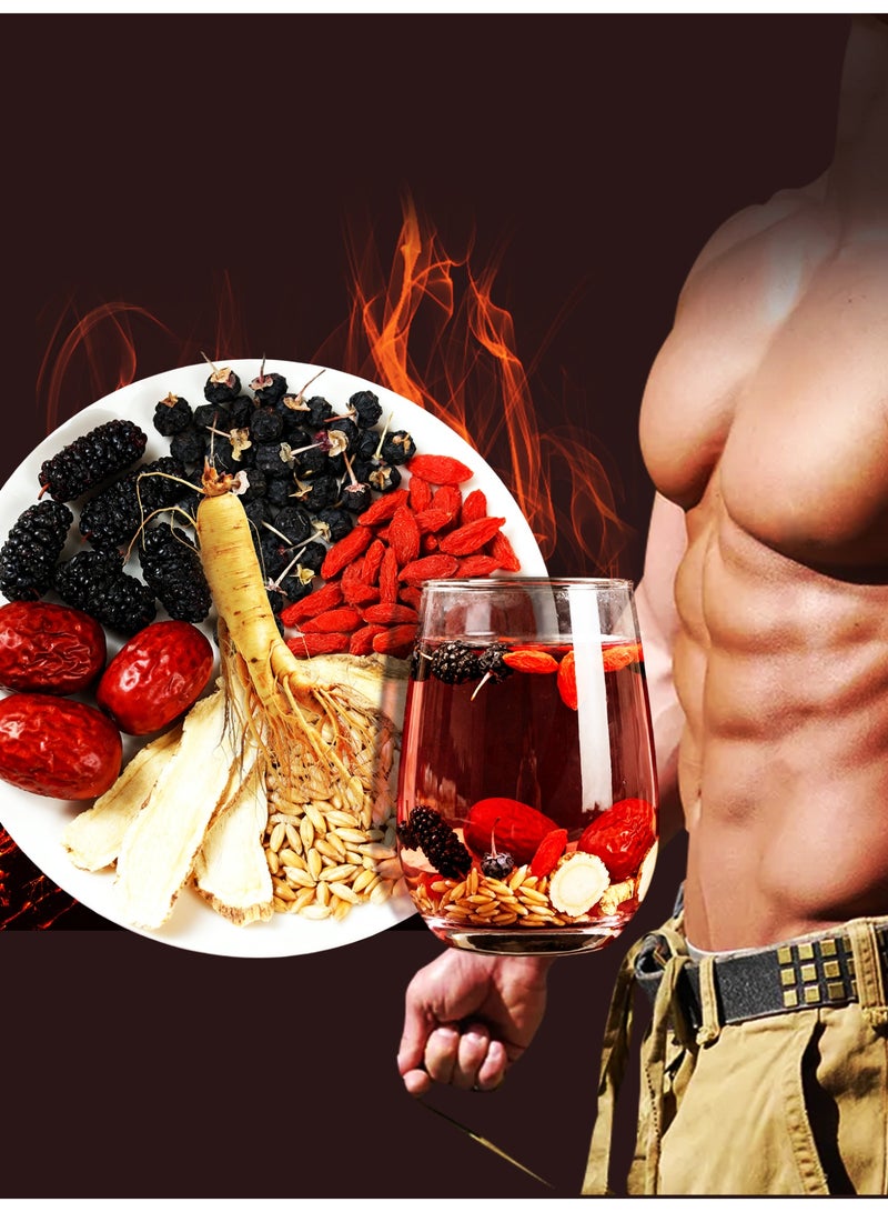 BAEYICHIN Ginseng and Goji Berry Eight Treasure Tea for Kidneys, a traditional Chinese herbal tea, natural and organic, containing mulberry, red goji berries, red dates, barley, maca powder, American ginseng, and ginseng. Suitable for brewing as a tea substitute. 100g (5g*20 packets) - Image 2