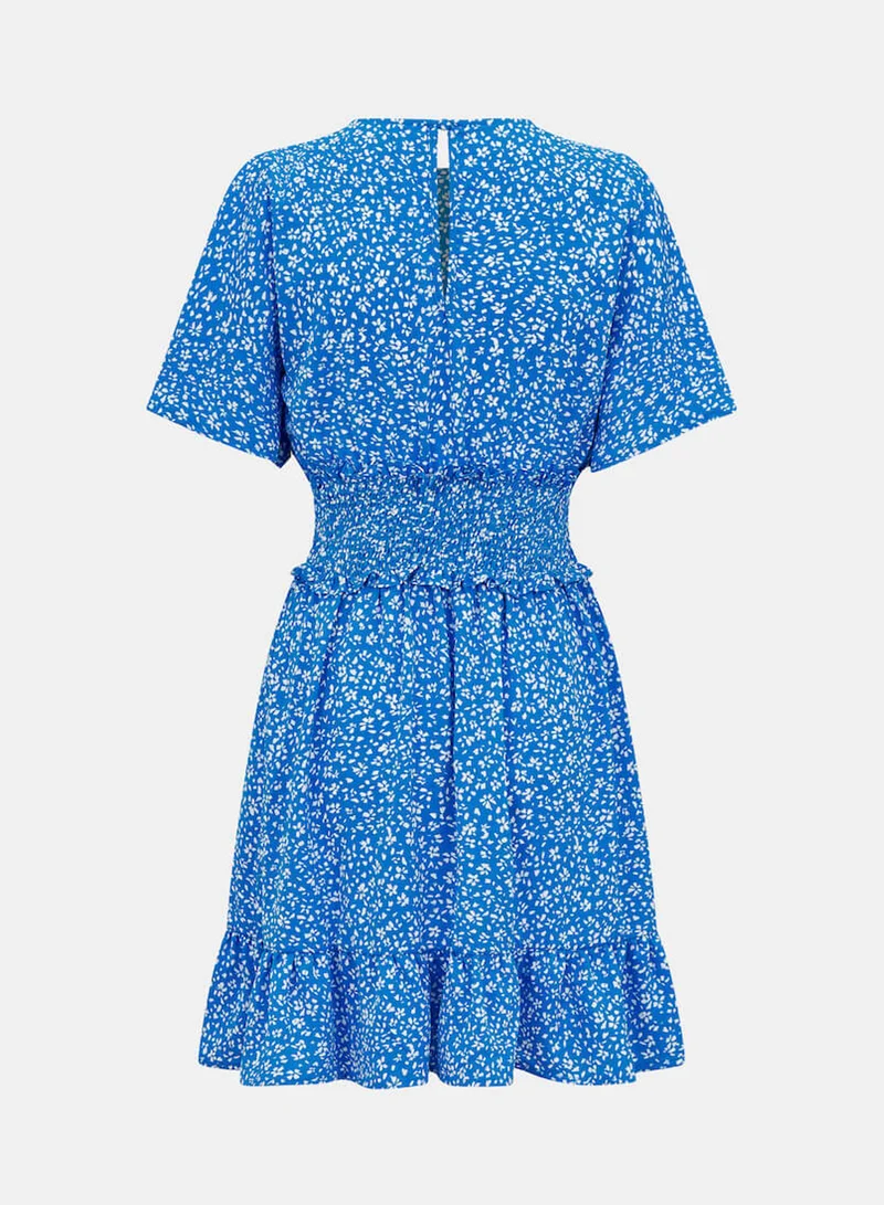 Needs No Label  Blue Shirred Waist Mini Dress for Women | Best Price UAE