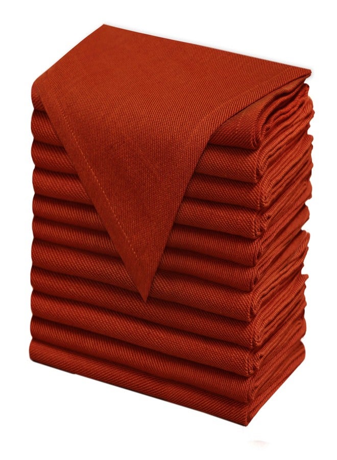 قطن كرافت مناديل قماشية قطنية لعيد الشكر - طقم من 12 منديل بلون الطين - مناديل قطنية ناعمة 100% مناسبة لفصل الخريف - مناديل يومية لحفلات العشاء والعطلات - متينة وقابلة لإعادة الاستخدام والغسل - 17×17 بوصة - Image 1