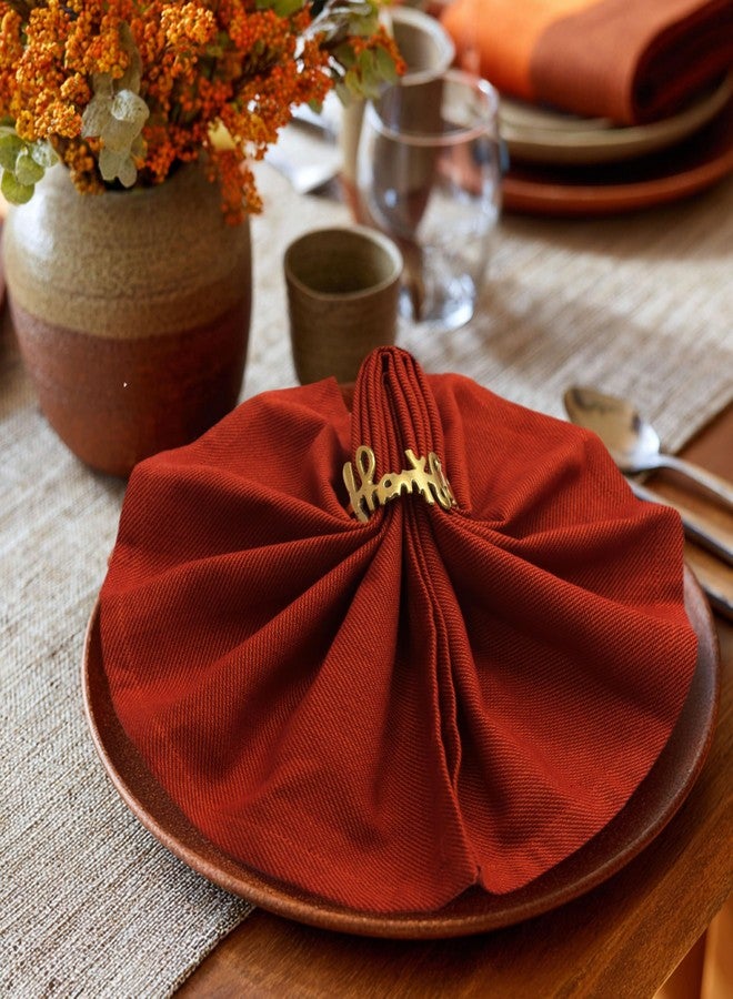 قطن كرافت مناديل قماشية قطنية لعيد الشكر - طقم من 12 منديل بلون الطين - مناديل قطنية ناعمة 100% مناسبة لفصل الخريف - مناديل يومية لحفلات العشاء والعطلات - متينة وقابلة لإعادة الاستخدام والغسل - 17×17 بوصة - Image 2