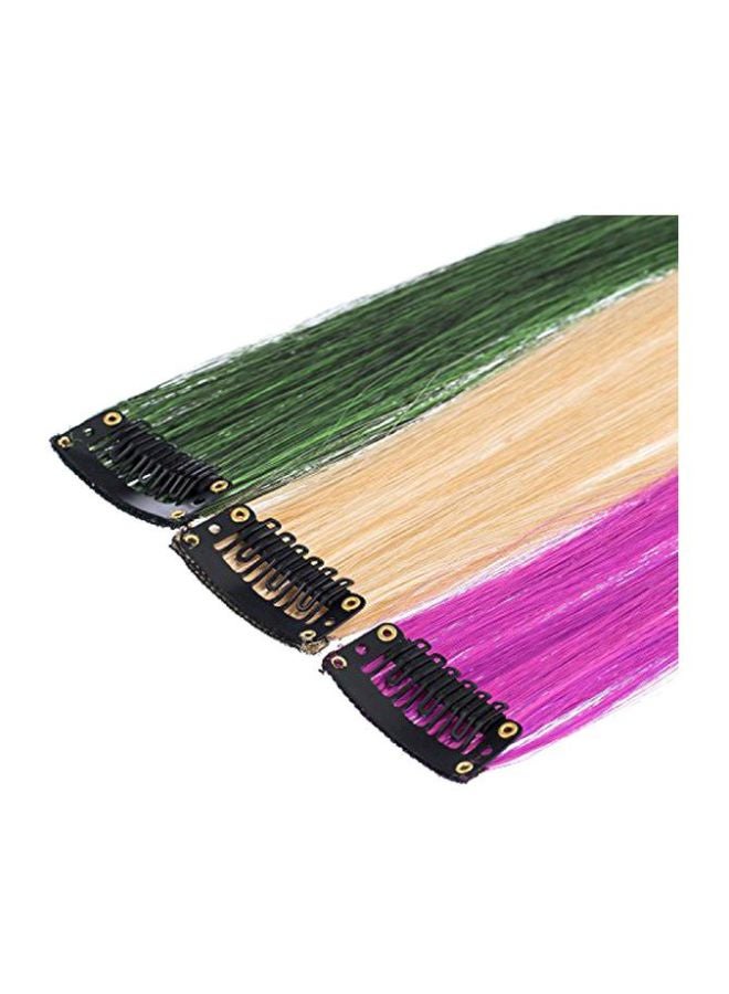 SWACC 12 Pcs Straight One Color Party Highlights Clip on in Hair Extensions Colored Hair Streak Synthetic Hairpieces (Ombre 12 Colors) - Image 2