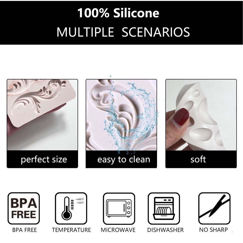 Xcake Lcook Baroque Fondant Border Mold  Relief Chocolate Silicone Cake Decor Candy Mould  for Birthday Wedding Cake Cupcake Decoration  Resin Clay  Plaster  Home Furniture Corner Border - Image 3
