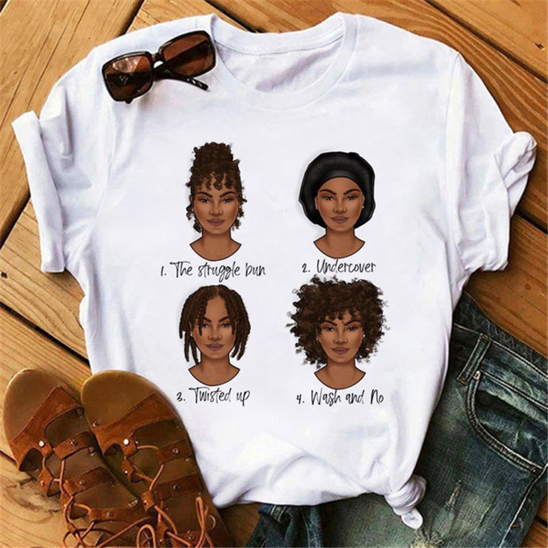 [Same day] cross-border supply of T-shirt printed T-shirt women's short-sleeved women's clothing - Image 1
