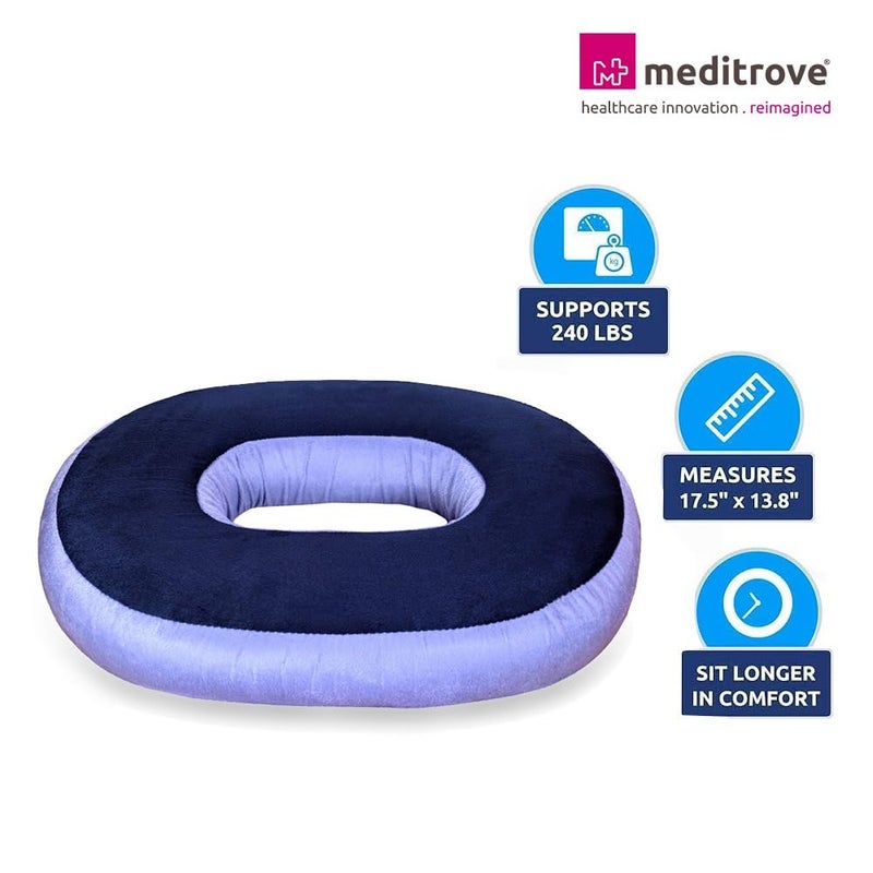 MEDITROVE Premium Donut Orthopedic High Density Seat Cushion Relieves Piles Lower Back Pain Coccyx Sciatica Used in Office Chairs Car Seat Purple FoamPack of 1 - Image 5