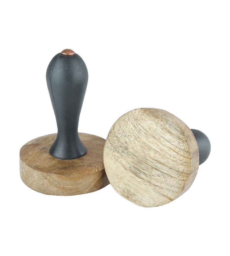 MODERN UTILITY HUB Antique French Wooden HandMashed PotatoVegetablePav Bhaji Masher DalLassi GhotniNonStick Wooden Handmade MasherPack of 2  - Image 2
