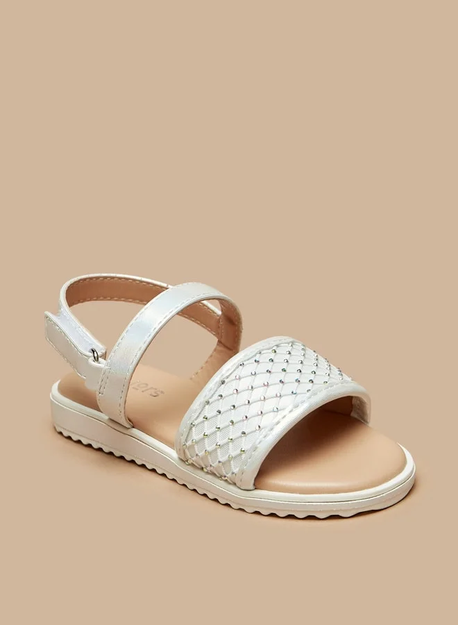 جونيورز Girls Studded Back Strap Sandals with Hook and Loop Closure