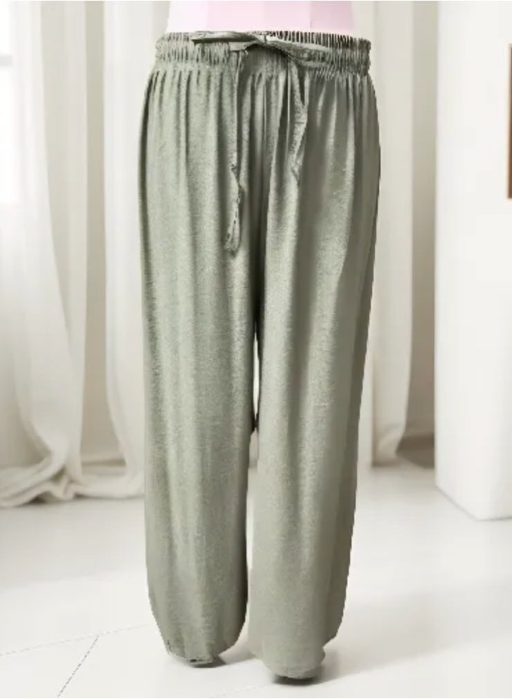 Fashion Free size Printed Casual Wide Leg Pants and Long sleeve Blouse  Set for women  - Image 3