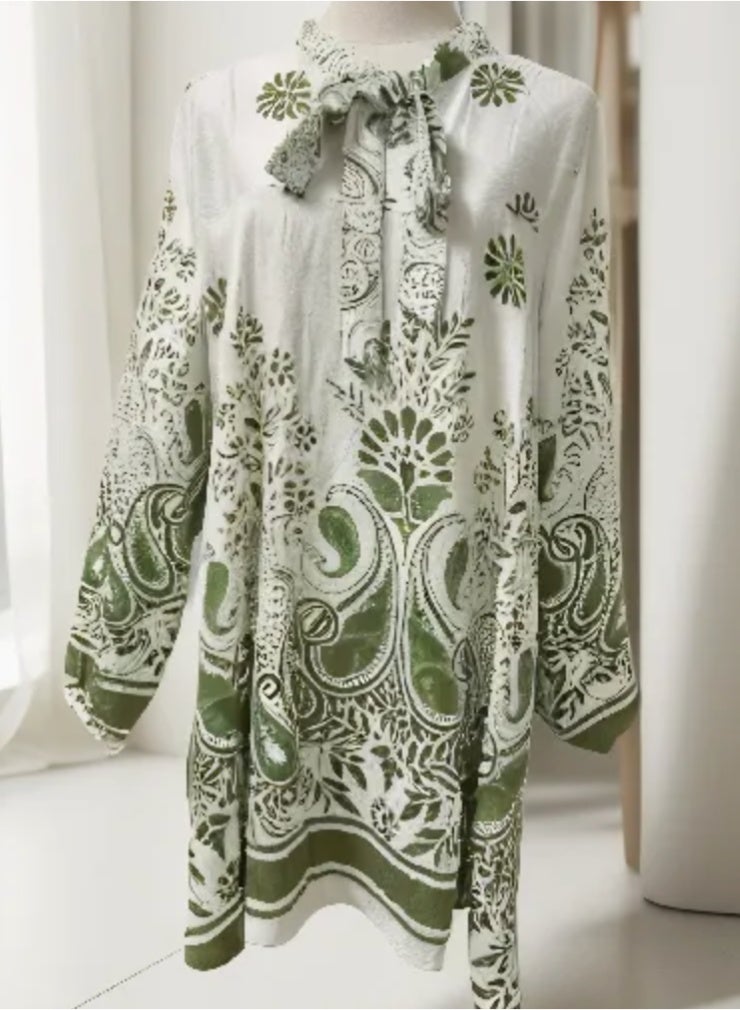 Fashion Free size Printed Casual Wide Leg Pants and Long sleeve Blouse  Set for women  - Image 2