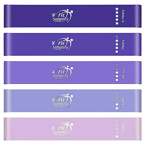 Fit Simplify Resistance Loop Exercise Bands with Instruction Guide and Carry Bag, Set of 5 - Image 2