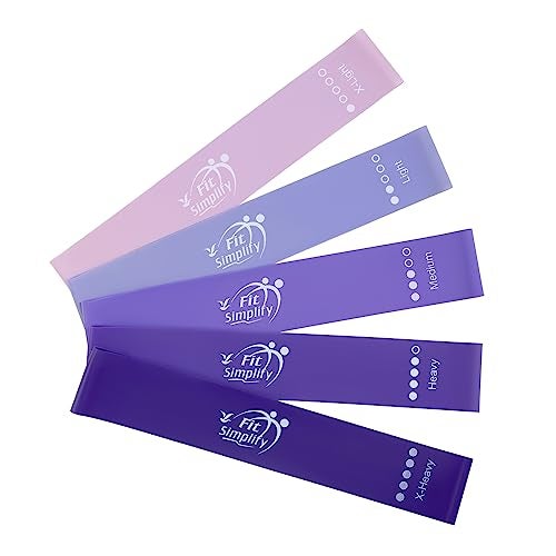 Fit Simplify Resistance Loop Exercise Bands with Instruction Guide and Carry Bag, Set of 5 - Image 3